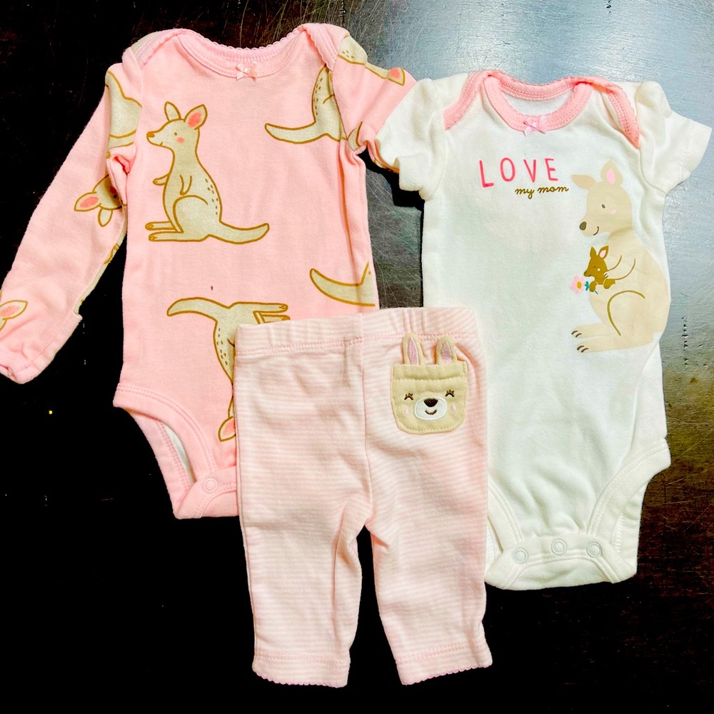 Carter's Baby Girls 3-Piece
Bodysuit Pant Set Size NB Kangaroo